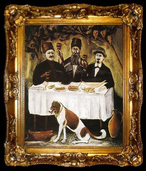 framed  Niko Pirosmanashvili Feast in the Grape Pergola or Feast of Three Noblemen, ta009-2